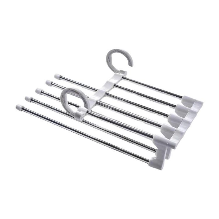 5 in 1 Magic Pants Rack Stainless Steel Hanger For Clothes Folding Tie Shelf Bedroom Closet 2