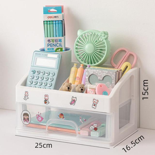 Mini Desk Organizer Drawer, Cute Plastic Desktop Art Craft Storage Drawer,  Office Supplies Stationery Makeup Jewelry Box Organizer with Storage for