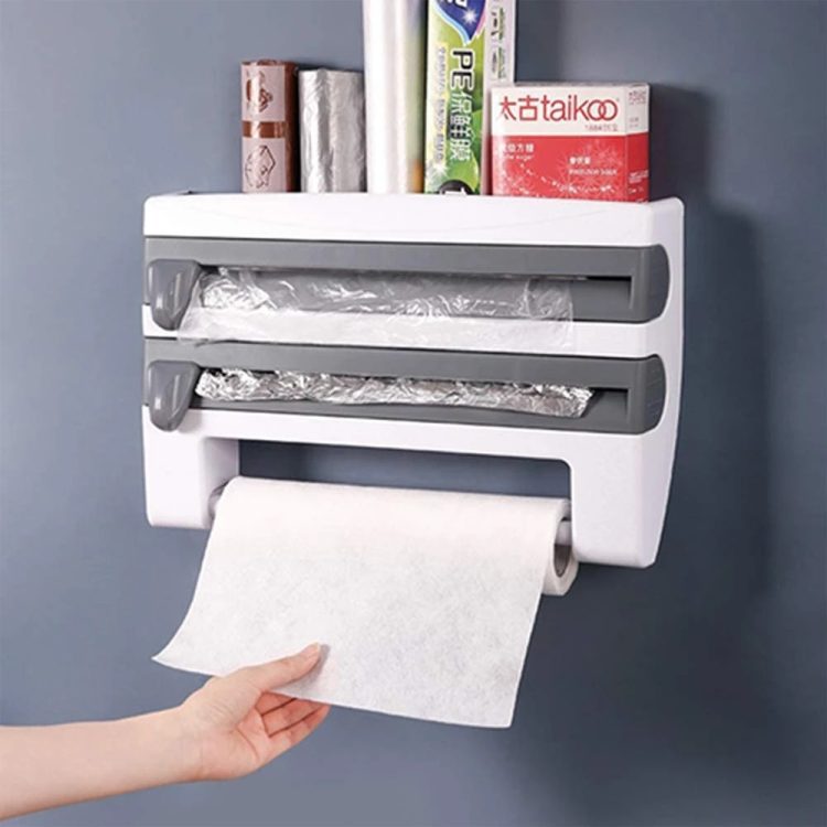 Plastic Wrap Cutter Kitchen Dispenser for Tin Foil Film Storage Rack Shelves Holder Kitchen Paper Towel jpg Q90 jpg