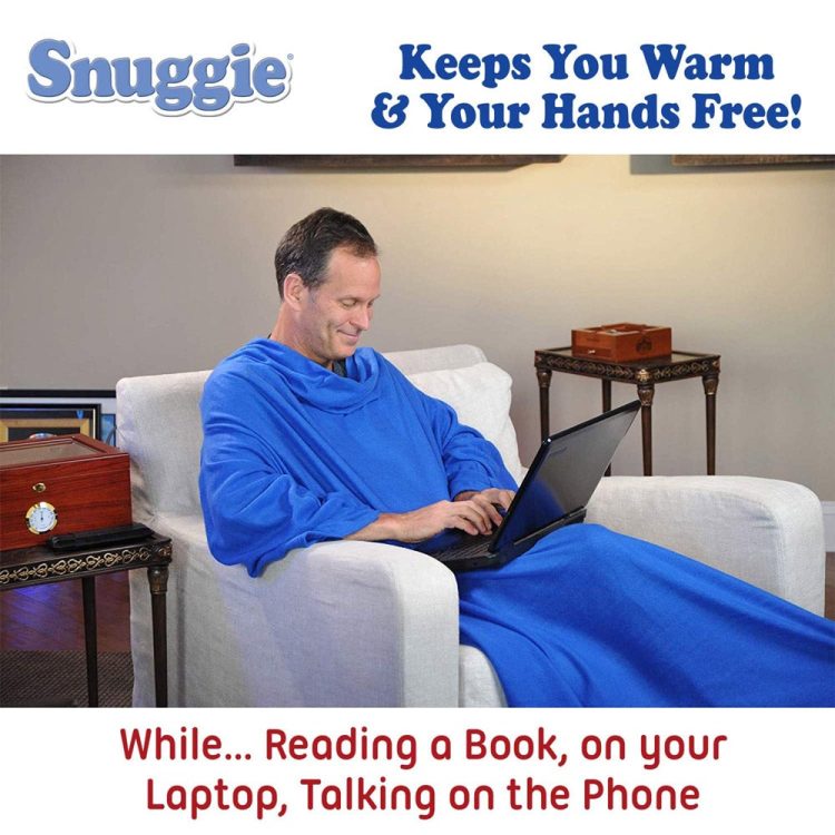  Snuggie Original Wearable Blanket with Sleeves - Warm, Soft  Fleece for Adults - Blue : Home & Kitchen