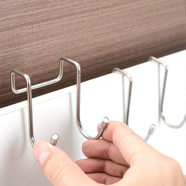 Stainless steel double S hook free punch wall hanging bathroom kitchen S  hook - Kourani Online