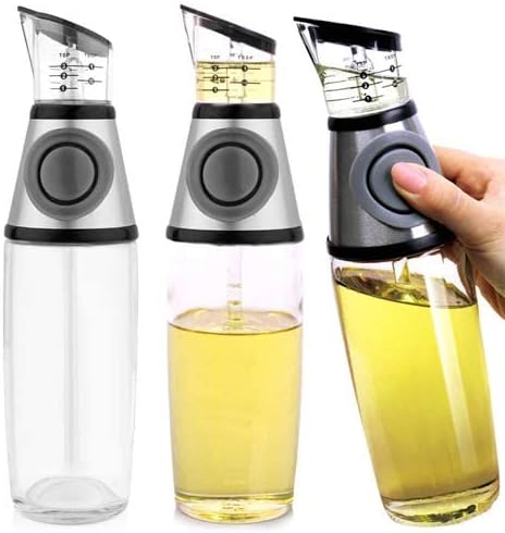 Glass Oil Dispenser Just Press And Measure, For House Hold
