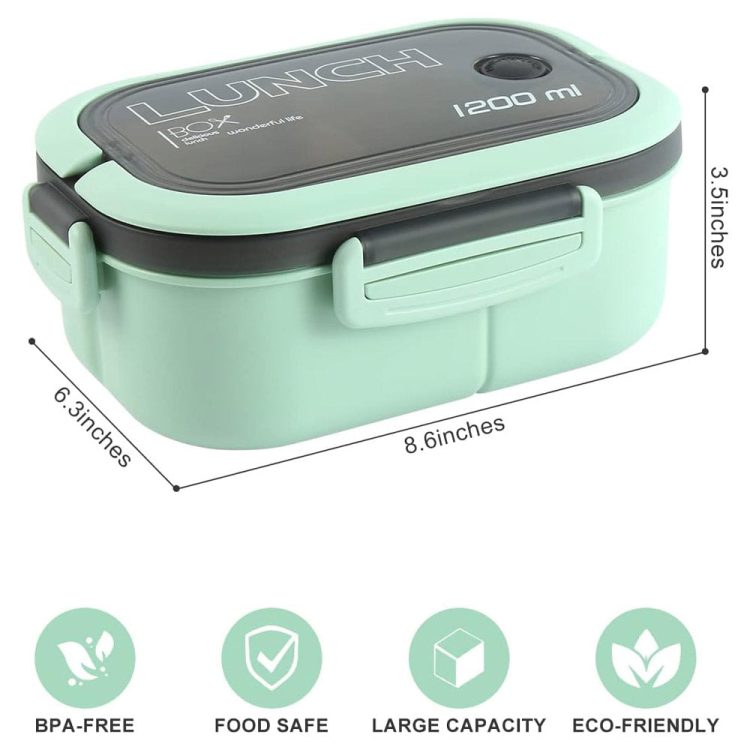 Adult Lunch Box 1200ML Double Layer Lunch Box with Spoon & Fork High  Capacity Food Containers / 78957
