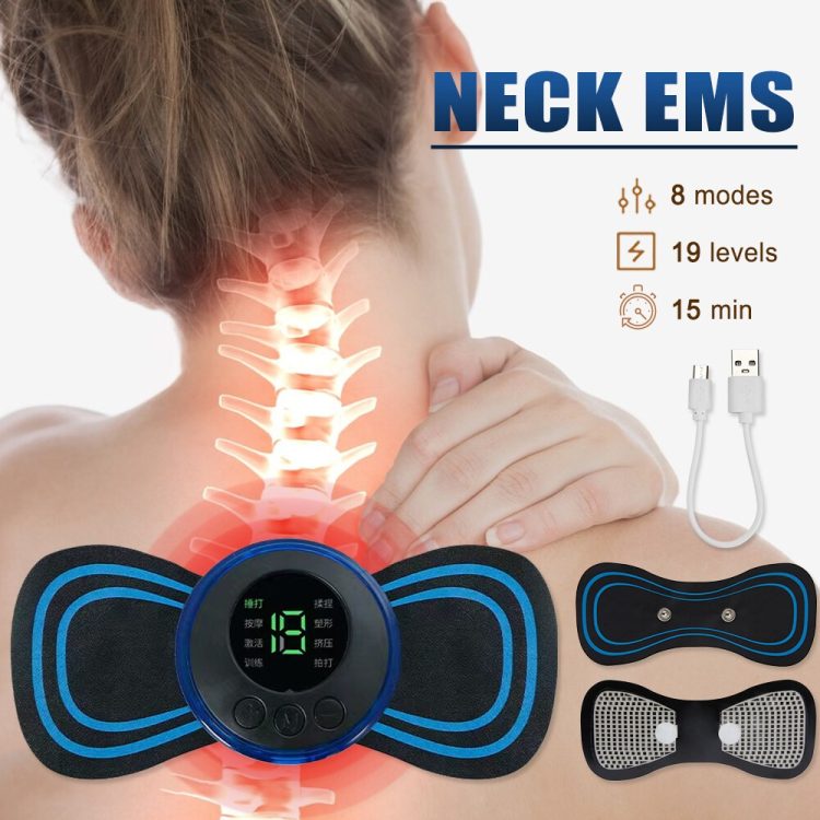 yK2lEMS Electric Massage 8 Modes Back and Neck Massager Rechargeable Muscle Massager Pain Relief Stimulator Relaxation