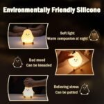 Night Light Cute Pear LED Nursery Nightlight Lamp, Tap Control Squishy Silicone, USB Rechargeable Bedside Lamp for Bedroom, Warm White & 7 Colors, Festival,Christmas Gift for Kids - Image 2