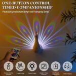 Peacock Wall Light, LED Peacock Projection Lamp Nightlight with Remote Control USB Rechargeable Projector Night Light for Home Decor Living Room Bedroom Office (Multicolored) - Image 4