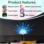 Peacock Wall Light, LED Peacock Projection Lamp Nightlight with Remote Control USB Rechargeable Projector Night Light for Home Decor Living Room Bedroom Office (Multicolored) - Image 8