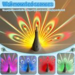 Peacock Wall Light, LED Peacock Projection Lamp Nightlight with Remote Control USB Rechargeable Projector Night Light for Home Decor Living Room Bedroom Office (Multicolored) - Image 9