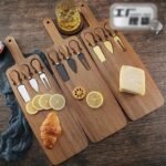 Wooden Cheese Serving Board with Knife Durable Acacia Cutting Board