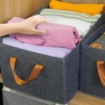 Cationic Steel Frame Storage Box, Foldable Portable Cloth Clothes Organizer Basket 40x28x18 cm - Image 2