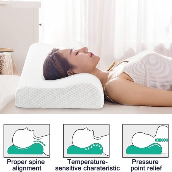 Memory Foam Cervical Contour Medical Pillow for Sleeping Orthopedic Pillows for Neck Back Shoulder Support Pain Relief cusion Soft Firm Pillow (Off White)