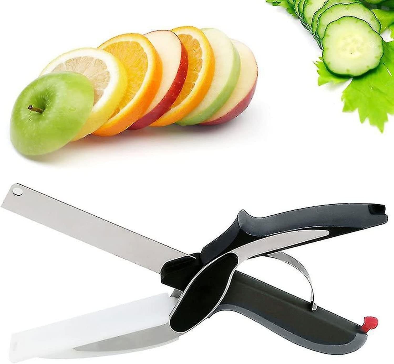 61IZqBhz-oL._AC_SL1500_.jpg Kitchen Stainless Steel Vegetable Scissors Fruit Cutter,Vegetable Cutter With Cutting Board,Multipurpose Food Scissors,2-in-1 Smart Cutter,Food Cutter Chopper - Image 1