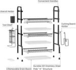 Arcanine Steel Dish Drying Rack Over Sink 3-Tier Large Capacity Kitchen Storage Rack With Drip Tray Sink Organize Stand Shelf With Utensil Holder Hooks Dish Drainer(Metal) - Image 8