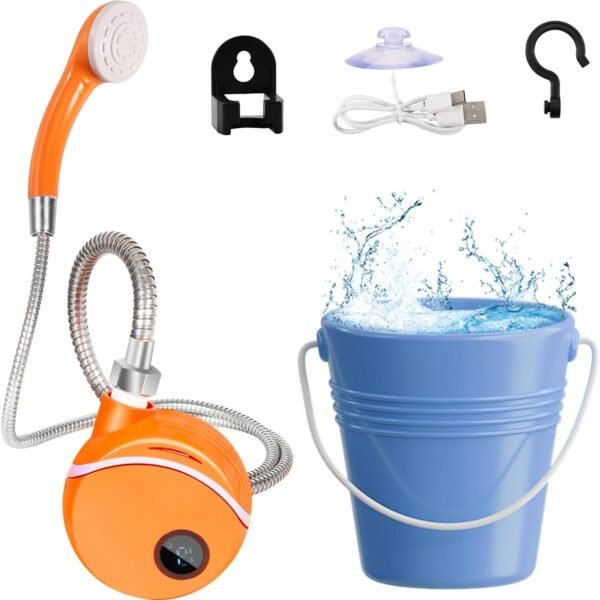 Portable Camping Shower, Camping Shower Head with Pump and Temperature Display, Shower for Camping with Rechargeable Battery for Camping, Travel, Garden, Pet Cleaning, Beach