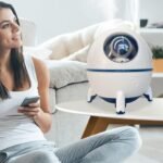 Space Capsule Air Humidifier, USB Ultrasonic Cool Air Mist Humidifiers with Led Light, 220ML Mini Portable Astronaut Humidificador Water Diffuser for Baby Bedroom - Image 2