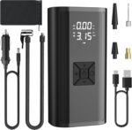 Portable Air Pump, 150 PSI Cordless Car Tires Air Pump with Digital Pressure Gauge, Electric Tire Pump, Rechargeable Air Pump with Emergency Light for Car, Bike, Motor, Balls