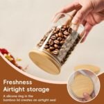 Glass Jars with Bamboo Lid and Spoon, Bamboo Lid Storage Jar Containers for Coffee Beans, Spice, Brown Sugar, Tea, Flour, Nuts, Candy, Salts and More - Image 3