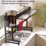 Mugath Over The Sink Dish Drainer Drying Rack, (85 Cm) 2 Tier Adjustable Height Large Dish Racks with Cover Over The Counter Metal Dish Drying Rack for Kitchen Sink Shelf (Cabinet Dish Rack) - Image 6
