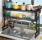 Mugath Over The Sink Dish Drainer Drying Rack, (85 Cm) 2 Tier Adjustable Height Large Dish Racks with Cover Over The Counter Metal Dish Drying Rack for Kitchen Sink Shelf (Cabinet Dish Rack) - Image 10