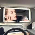 Car Sun Visor Mirror, Rechargeable Car Makeup Mirror with 3 Light Modes, Portable Car Makeup Mirror, Universal Car Interior Cosmetic Mirror for Car Sun Visors, Dimmable Touch Control