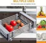 Drain Rack, Telescopic Draining Basket, Kitchen Basket, Restaurant Dish Rack, Retractable Sink Shelf, Suitable for Rectangular Sink - Image 5