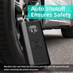 Portable Air Pump, 150 PSI Cordless Car Tires Air Pump with Digital Pressure Gauge, Electric Tire Pump, Rechargeable Air Pump with Emergency Light for Car, Bike, Motor, Balls - Image 8