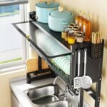 Mugath Over The Sink Dish Drainer Drying Rack, (85 Cm) 2 Tier Adjustable Height Large Dish Racks with Cover Over The Counter Metal Dish Drying Rack for Kitchen Sink Shelf (Cabinet Dish Rack) - Image 5