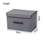 Cotton Linen Large Storage Box With Cap Clothes Socks Toys Organizer / KC22-242-2 - Image 11