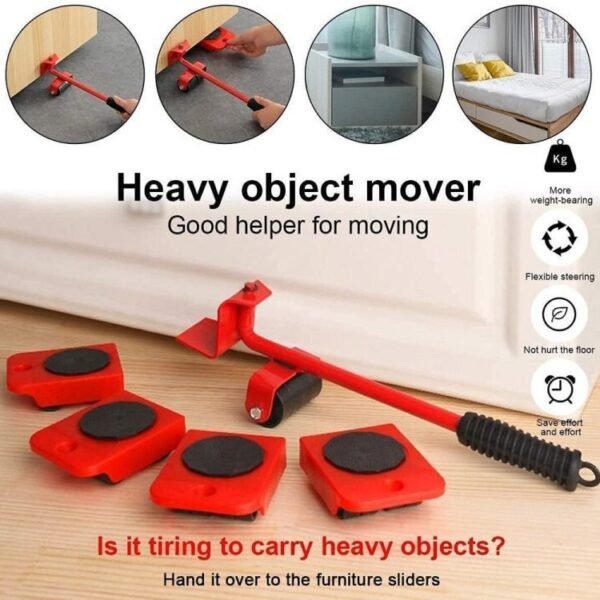 Furniture Lifter Tool Easy Mover Appliance Roller Lifter Moving System with 4 Wheel Sliders Lifter Kit for Moving