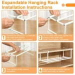 Extendable 15.7-27.6 In Shoe Rack Retractable Hanging Shoe Storage Adjustable Multifunctional Under Cabinet Shelf Cupboard - Image 5