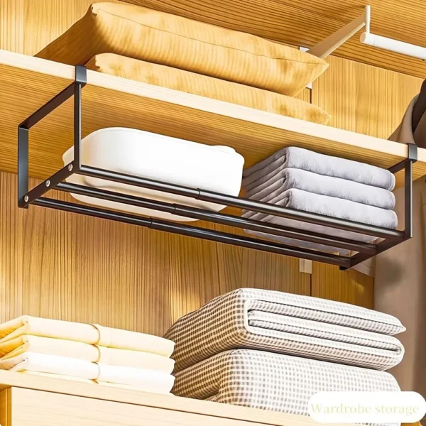 Extendable 15.7-27.6 In Shoe Rack Retractable Hanging Shoe Storage Adjustable Multifunctional Under Cabinet Shelf Cupboard