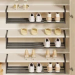 Extendable 15.7-27.6 In Shoe Rack Retractable Hanging Shoe Storage Adjustable Multifunctional Under Cabinet Shelf Cupboard - Image 2
