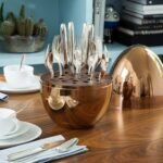 Fork Knife Spoon Set with Egg-Shaped Tableware Storage Box Premium Stainless Steel 24 pcs ( Rose Gold) - Image 2