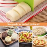 Silicone Baking Mat 60 x 40 cm with Dimensional and Non-Stick Coating + 40 cm Non-Stick Polyethylene Rolling Pin for Pastry Rolls - Image 2